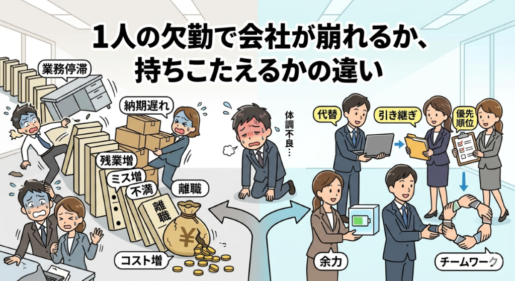 欠勤が出ても崩れない職場は何が違うのか